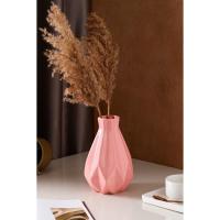 Ваза керамика настольная "Оригами", геометрия, розовая, 22 см