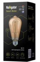 Navigator умная лампа филамент Wi-Fi Зол Е27 8W 2К-6К 64*142