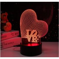 Camelion NL-400 ночник 3D св/д Сердце RGB 3W 220V/USB/3xAA (не в/к) 250x100, сенсор, пластик/выкл.