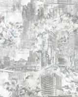 SL8627-23 Обои Solo Blooming City город бирюзовый к SL8628-13  Компактный винил на флизелине 1,06*10
