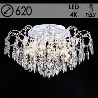 Люстра E2371/6+6 WH+FGD белое золото/хрусталь 6х60W E27+6х3W LED WT+BLUE ПДУ d620 h350, QH23