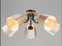 Люстра N5144/3 BK+WOOD черный 3х40W E27 d610 h270, QH22