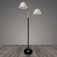 Торшер T2084 BK+GD черный+золото/белый плафон пластик 2x40W E27 h1540, BTH23