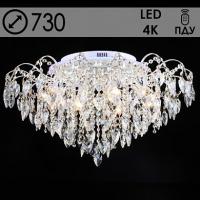 Люстра E2371/8+8 WH+FGD белое золото/хрусталь 8х60W E27+8х3W LED WT+BLUE ПДУ d730 h420, QH23