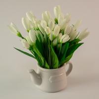 Композиция/цветы 256 Крокус белый/чайник 90x140x200