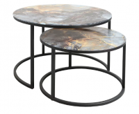 Стол журнальный Дуэ (комплект), сине-зеленый мрамор