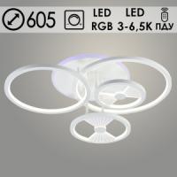 Люстра DK06077/4 PR WH белый 124W+8W LED RGB 3000-6500K d605 ПДУ(ИК) диммер, HN23