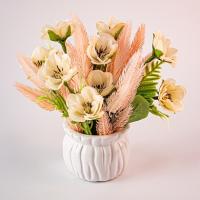 Композиция/цветы 270 Лютик+Перья персиковый/мешок белый 85х85х210