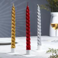 Свеча витая"С Новым годом!", разноцветный металлик, 1 шт