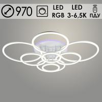 Люстра DK06062B/8 PR WH белый 256W+10W LED RGB 3000-6500K d970 ПДУ(ИК) диммер, HN23