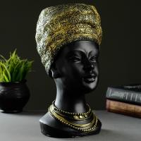 Ваза "Африканка" черная с золотом, 31х18см 6978418