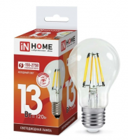 Лампа св/д ASD/InHomeDeco ЛОН A60 E27 13W(1170lm) 6500К 6K 107x60 филамент (нитевидная) прозр. 5628