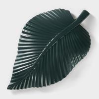 Блюдо для фруктов Доляна «Лист», 35,5×20×5 см, цвет золотой с зелёным