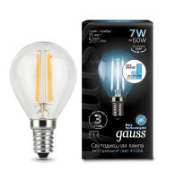 Лампа Gauss Led шар 7W Е14 4100К диммер (105101207-D)