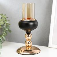 Подсвечник металл на 1 свечу "Золотые шарики" чёрный с золотом 14х10х10 см 5177302 АКЦИЯ ***