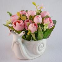 Композиция/цветы 106 Букет камелия+космея розовая/улитка 150х130х130