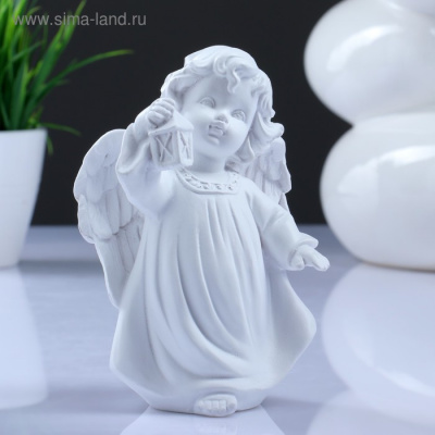 Фигура "Ангел с фонариком" белый 7х10х15см 3928087